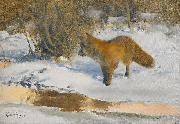 bruno liljefors, Winter Landscape with a Fox